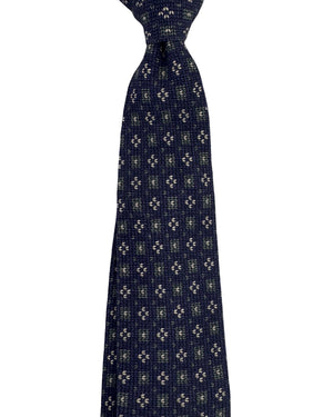 Isaia Sevenfold Tie Purple Green - Wool Silk SALE