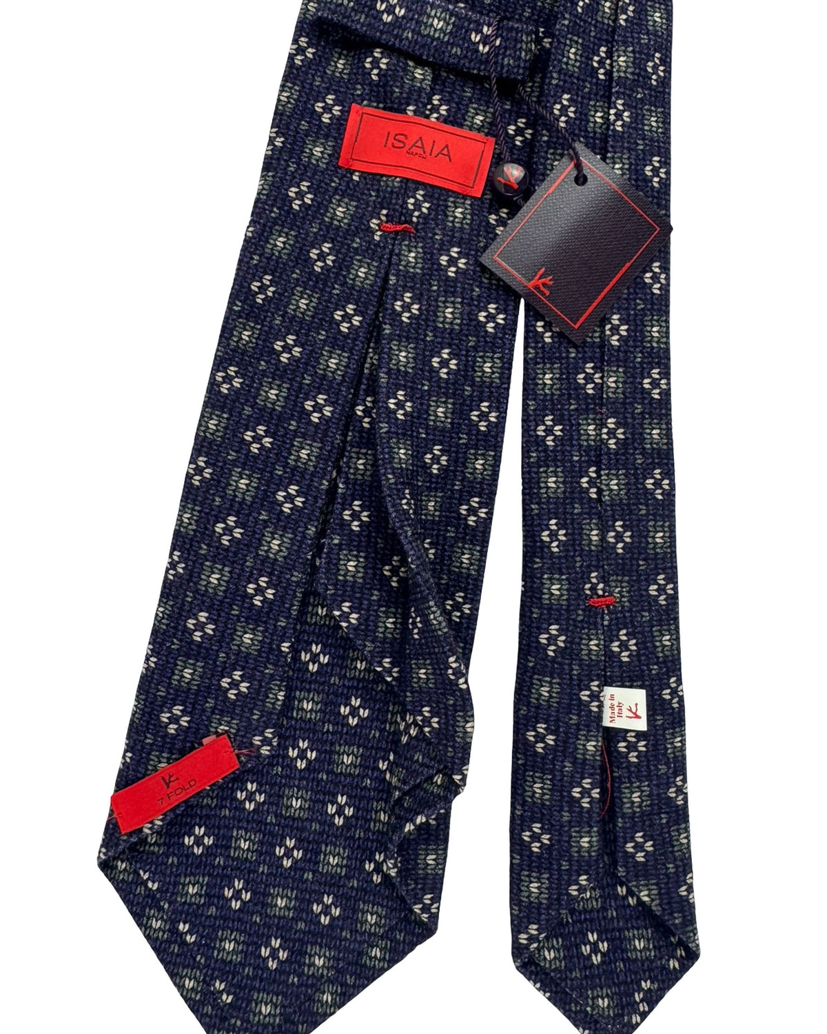 Isaia Sevenfold Tie Purple Green - Wool Silk SALE