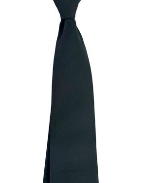 Isaia Sevenfold Tie Solid Black Grosgrain