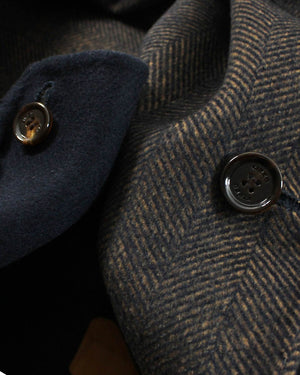 Kired Long Coat Midnight Blue Dark Brown Reversible Overcoat EU 58/ US 46 SALE