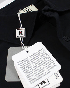 Kired Kiton Full Button Longsleeve Jersey Polo Shirt Dark Blue Crêpe Cotton EU 56 / XXL Slim Fit
