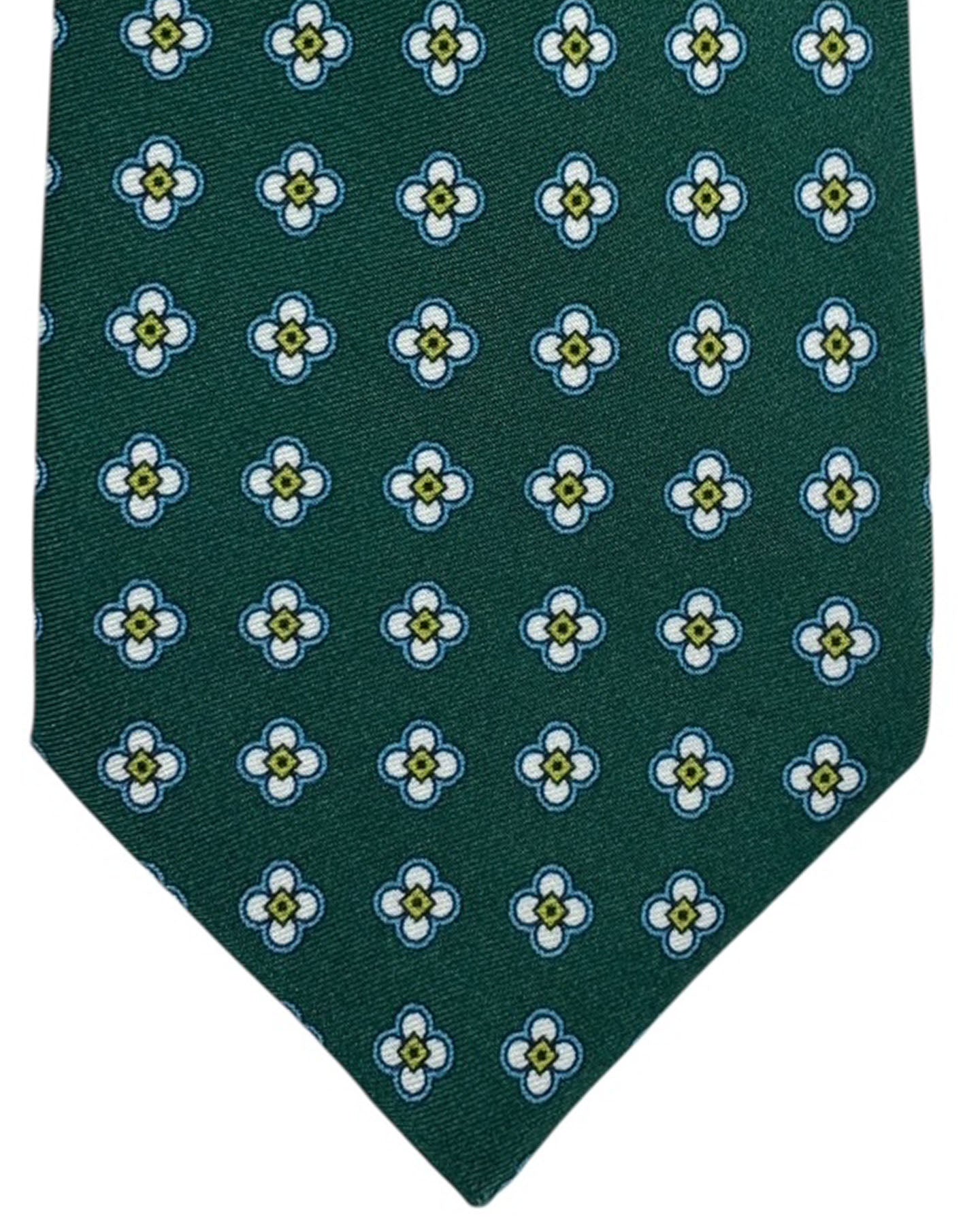 Kiton Tie Dark Green Mini Floral - Sevenfold Necktie