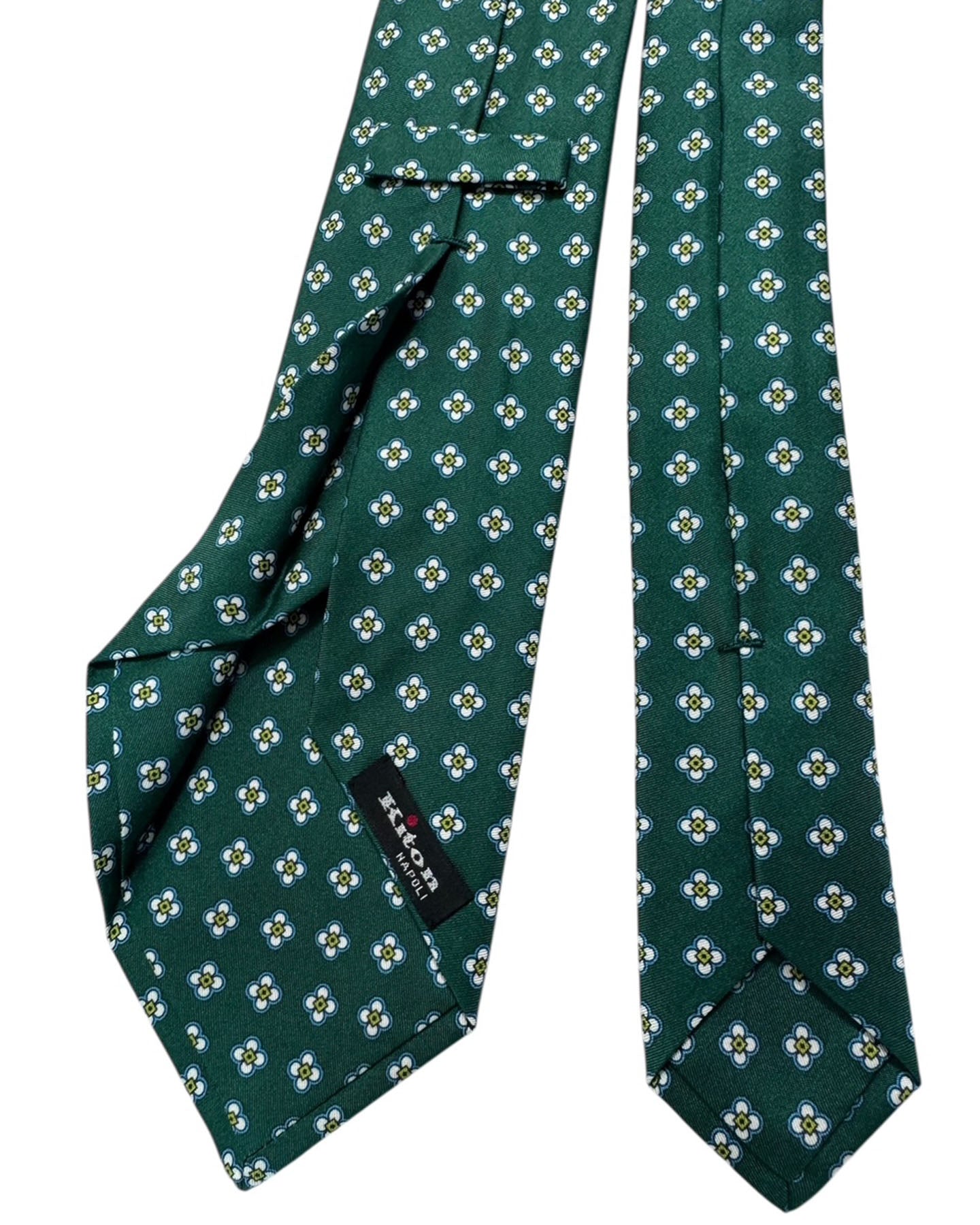 Kiton Tie Dark Green Mini Floral - Sevenfold Necktie