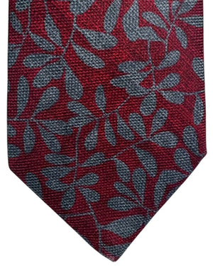 Kiton Sevenfold Tie Maroon Gray Floral - Sartorial