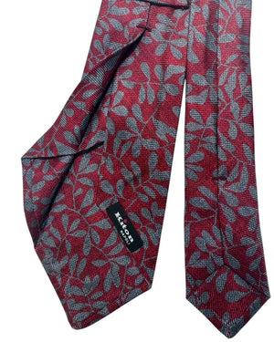 Kiton Tie Maroon And Gray Floral - Sevenfold Necktie
