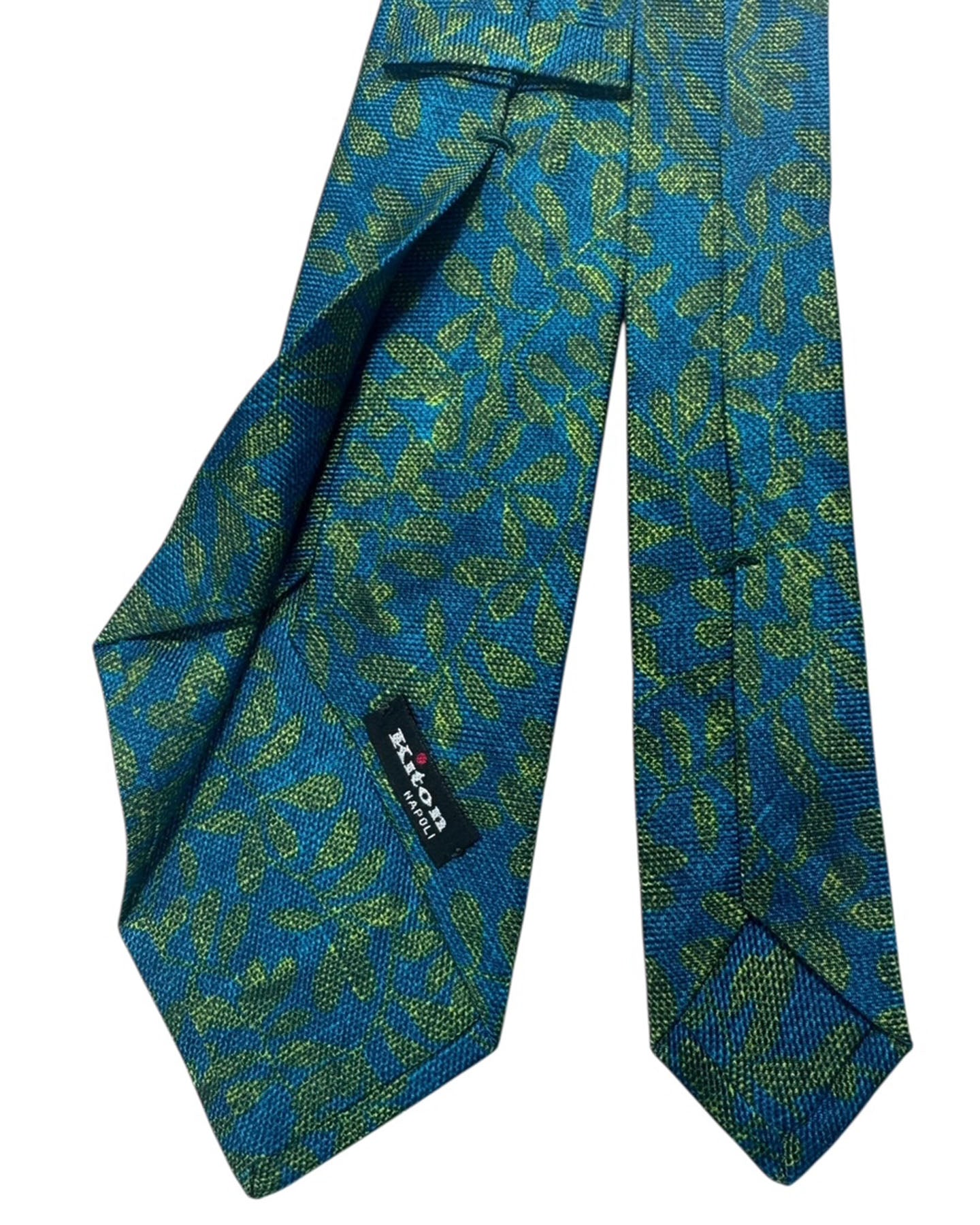 Kiton Tie Blue And Green Floral - Sevenfold Necktie