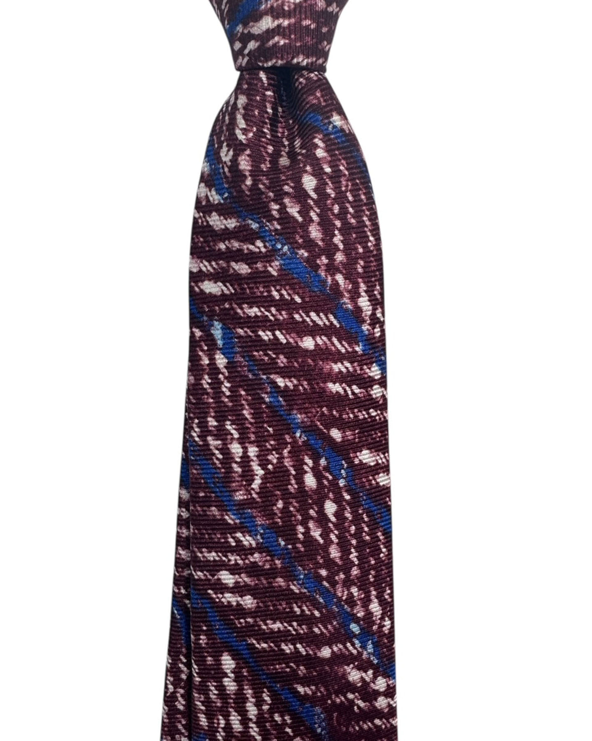 Kiton Tie Bordeaux & Royal Blue Stripes - Sevenfold Necktie