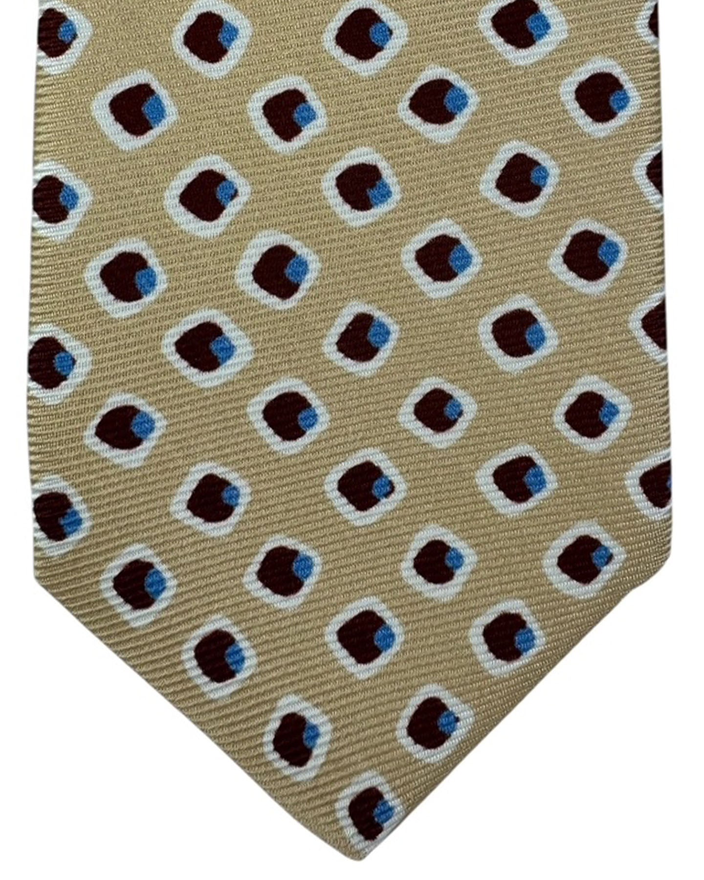 Kiton Tie Tan Burgundy Blue Oval  - Sevenfold Necktie SALE