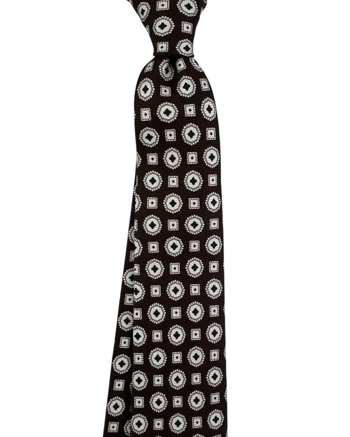 Kiton Sevenfold Tie Dark Brown Medallion - New Collection SALE
