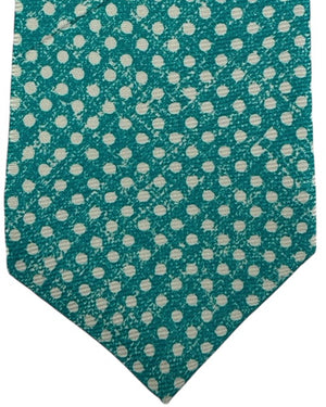 Kiton Sevenfold Tie Aqua Blue Dots
