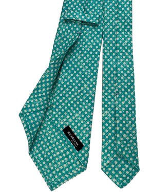 Kiton Sevenfold Tie Teal Mini Dot Design - Summer 2025 Collection