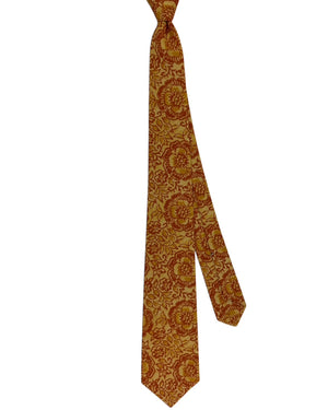 Kiton Sevenfold Tie Floral Orange
