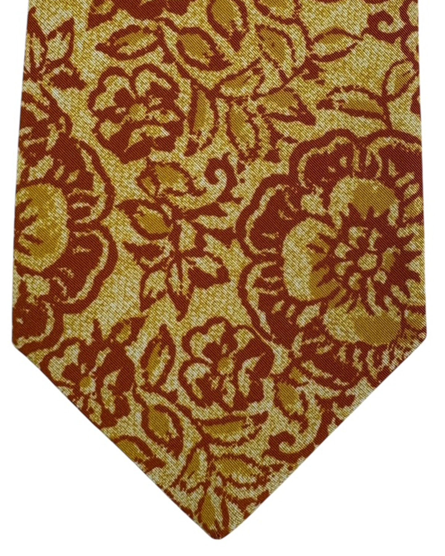 Kiton Sevenfold Tie Floral Orange