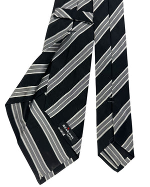 Kiton Sevenfold Tie Black And Silver Stripe