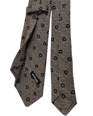 Kiton Sevenfold Tie Black And Brown With Abstract Motif