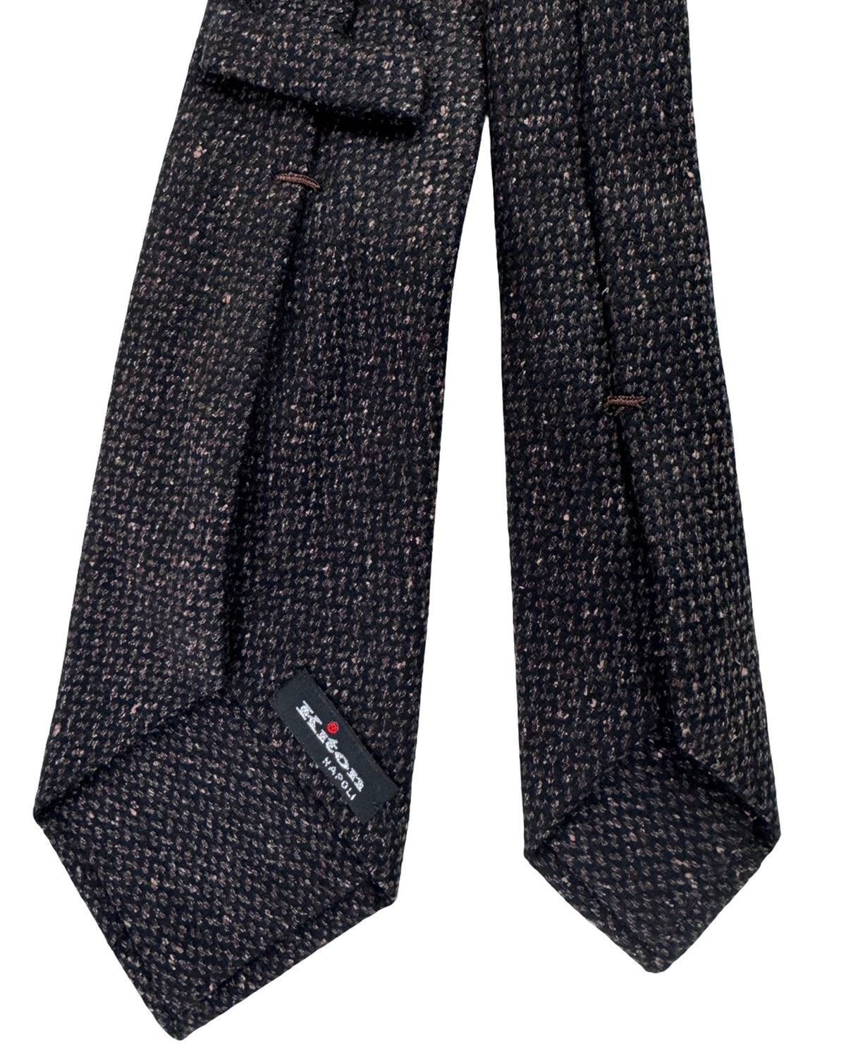 Kiton Sevenfold Tie Brown And Black Speckle Weave
