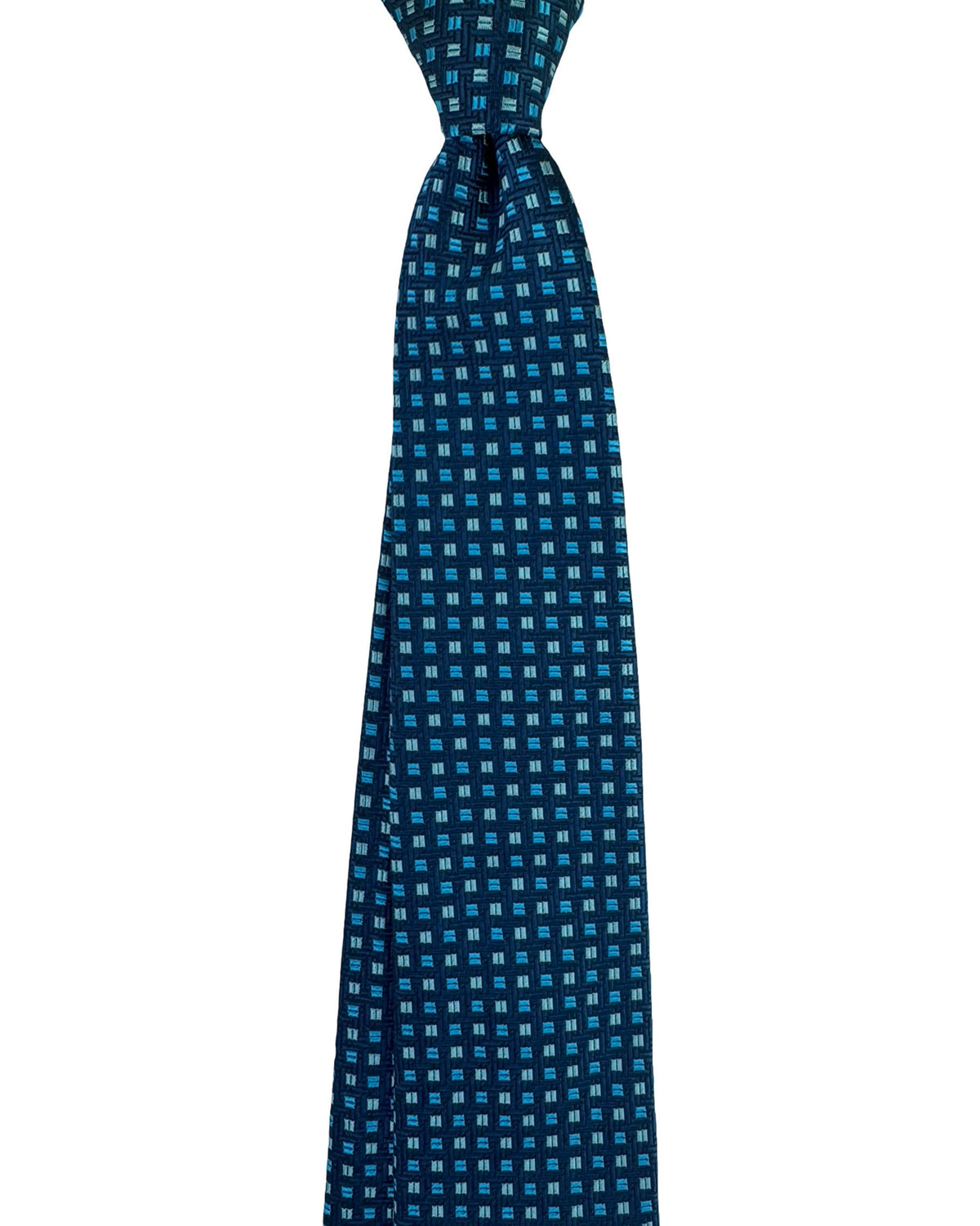 Kiton Sevenfold Tie Dark Blue Aqua Micro Pattern