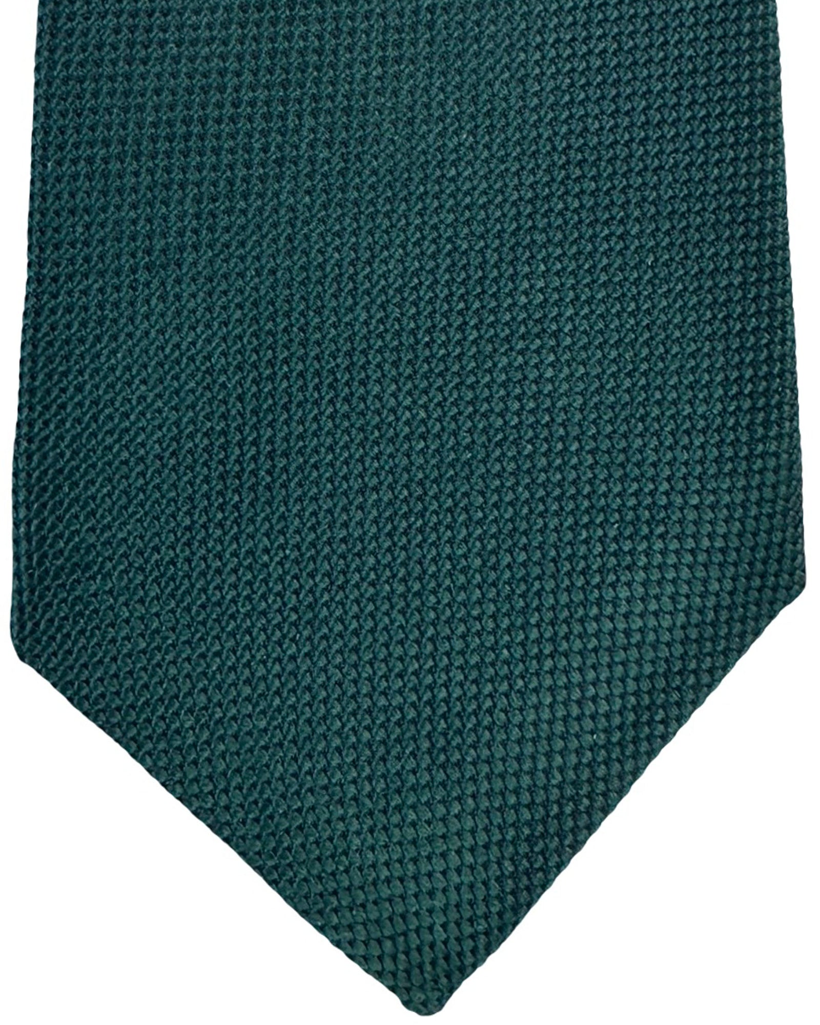Kiton Sevenfold Tie Dark Green Solid Pattern