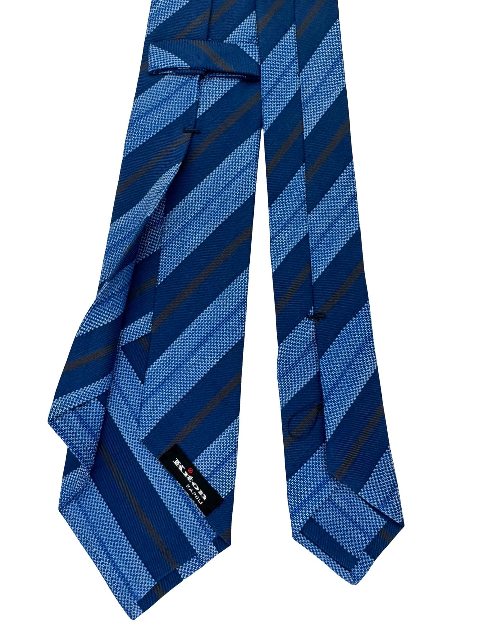 Kiton Sevenfold Tie Navy Blue Stripes