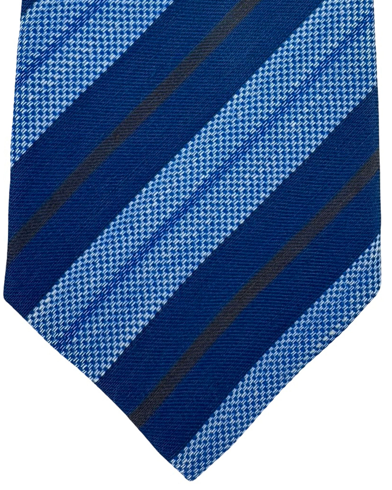 Kiton Sevenfold Tie Navy Blue Stripes