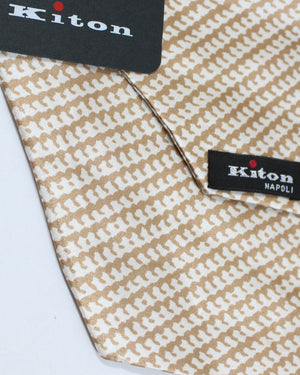 Kiton Ascot Tie White Cream Design
