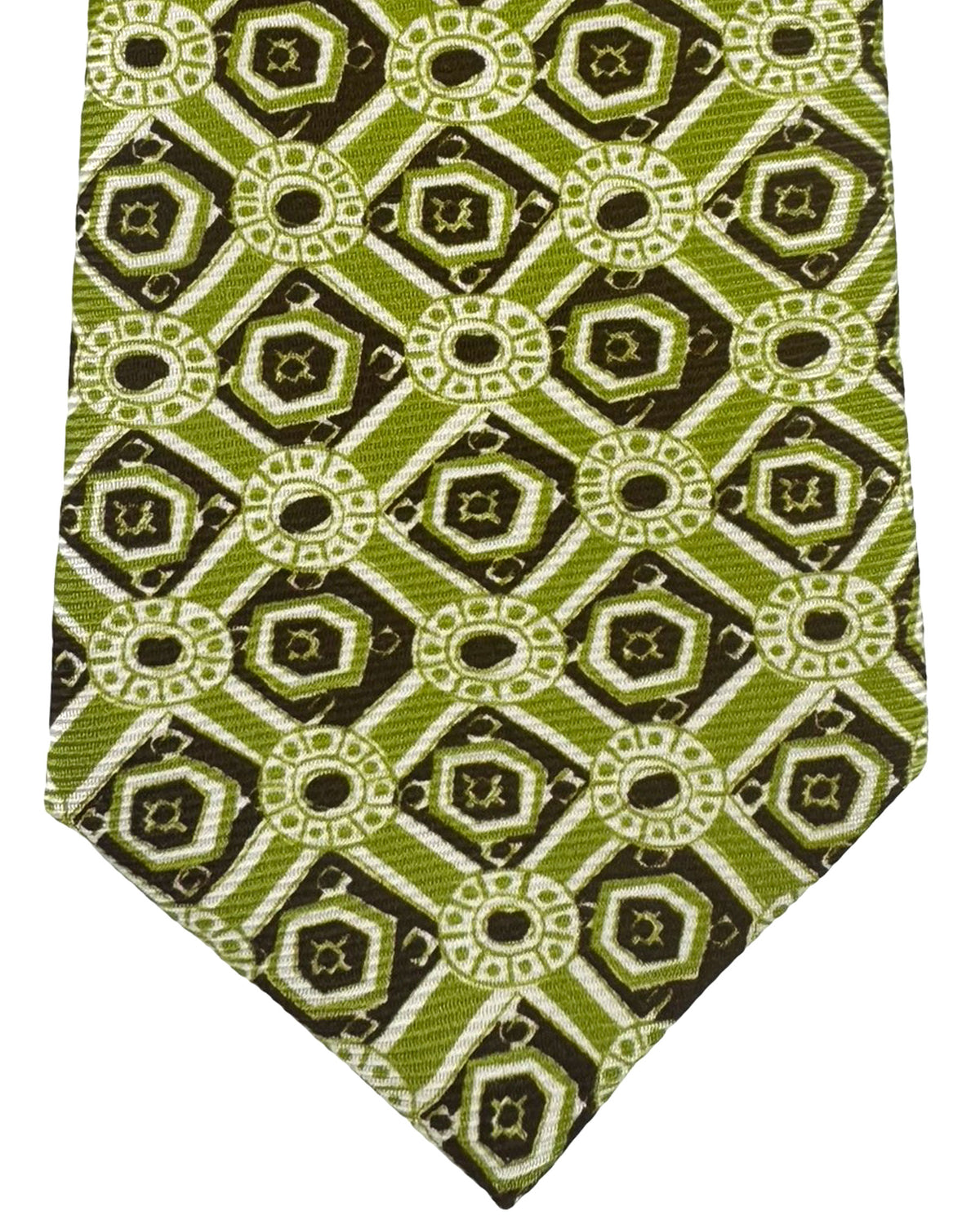 Kiton Sevenfold Tie Green Brown White