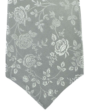 Kiton Sevenfold Tie Gray Silver Floral