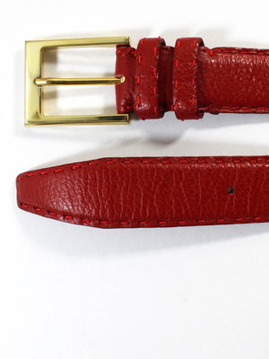 Kiton Leather Belt Cranberry Red Men Belt 100 / 40 FINAL SALE