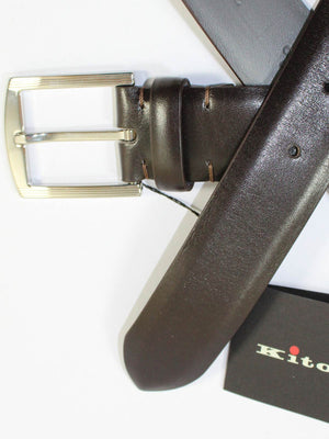 Kiton Leather Belt Dark Brown Smooth Men Belt 105 / 42 SALE