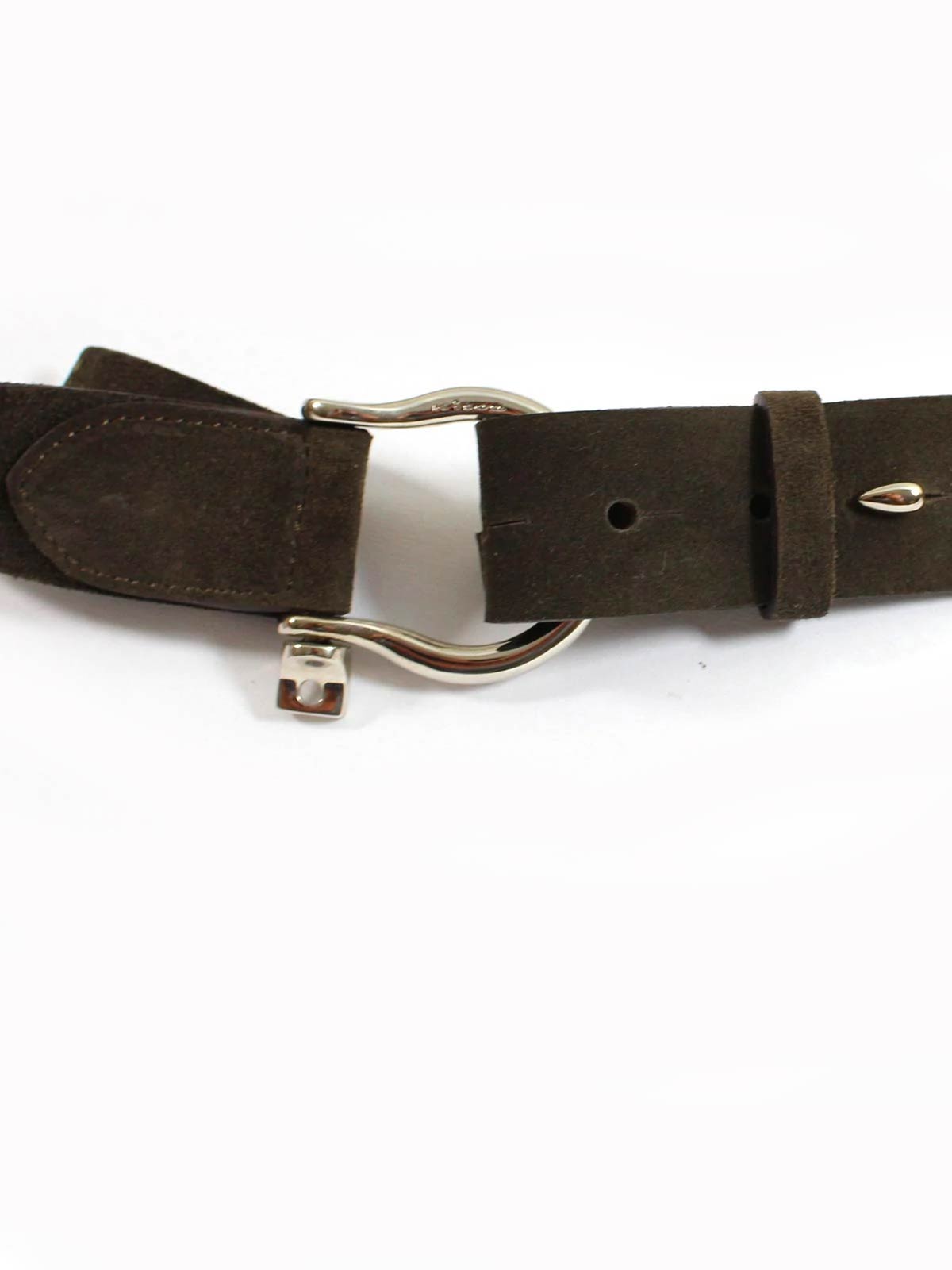 Kiton Belt Brown K Buckle - Narrow Leather Men Belt 95 / 38 SALE