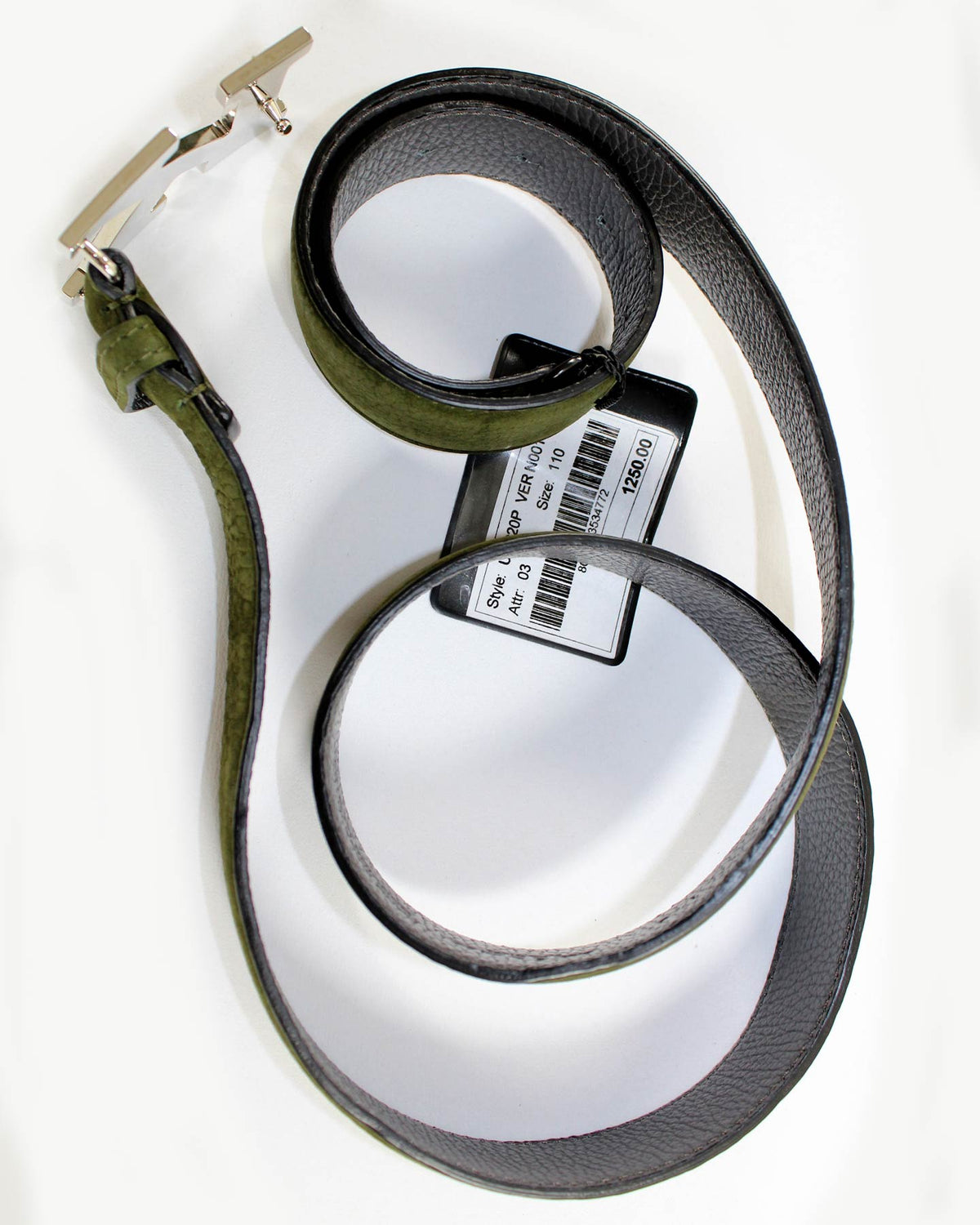 Kiton Belt Forest Green Suede Leather K Buckle 100/ 40 SALE