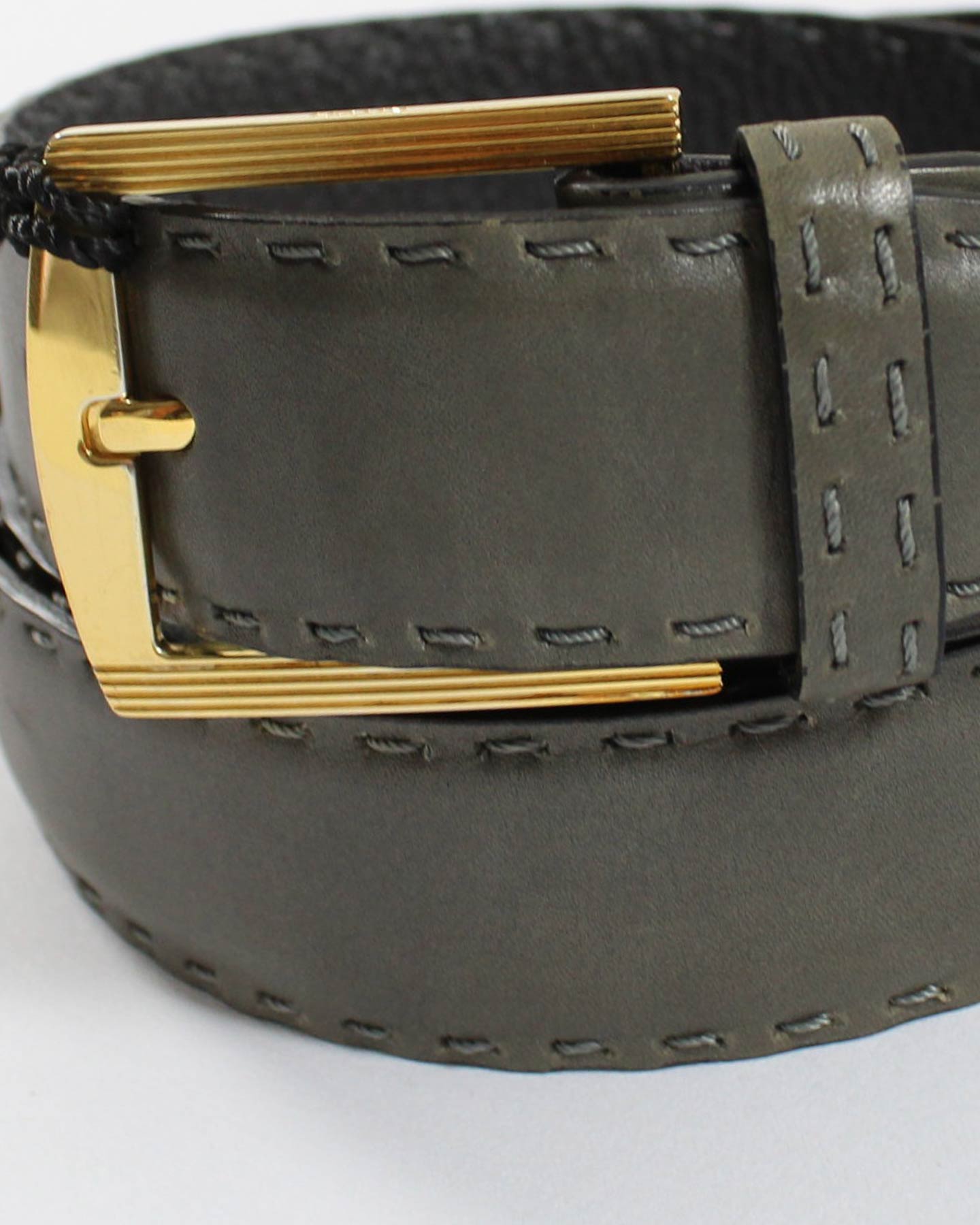 Kiton Belt Brown K Buckle - Narrow Leather Men Belt 95 / 38 SALE