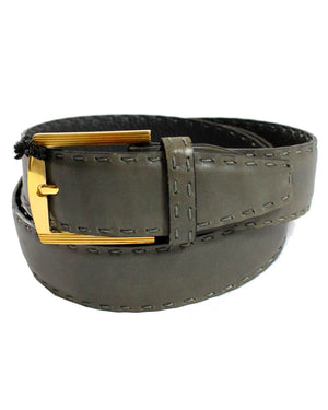 Kiton Leather Belt Military Green Stitch - Resizable (Fits All sizes)