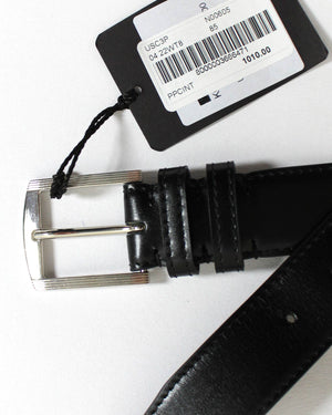 Kiton Belt Black Smooth Leather - Resizable (Fits All sizes)