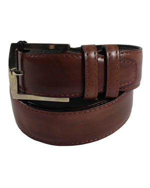Genuine Kiton belt, brown smooth leather silver tone buckle