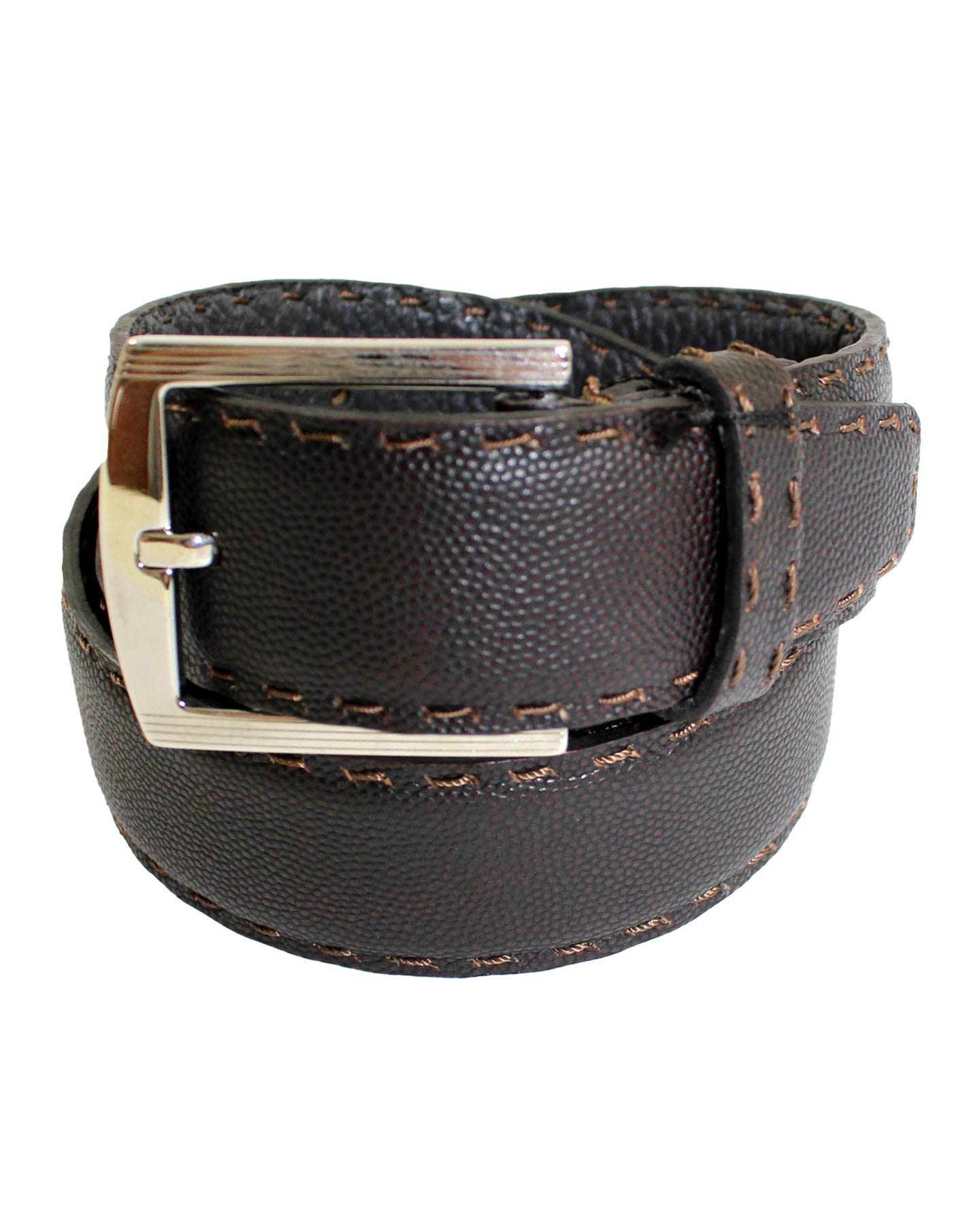 Kiton Belt Brown Grain Leather K Buckle - Men Belt 100/ 40