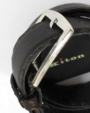 Kiton Leather Belt - Brown Men Belt 95 / 38