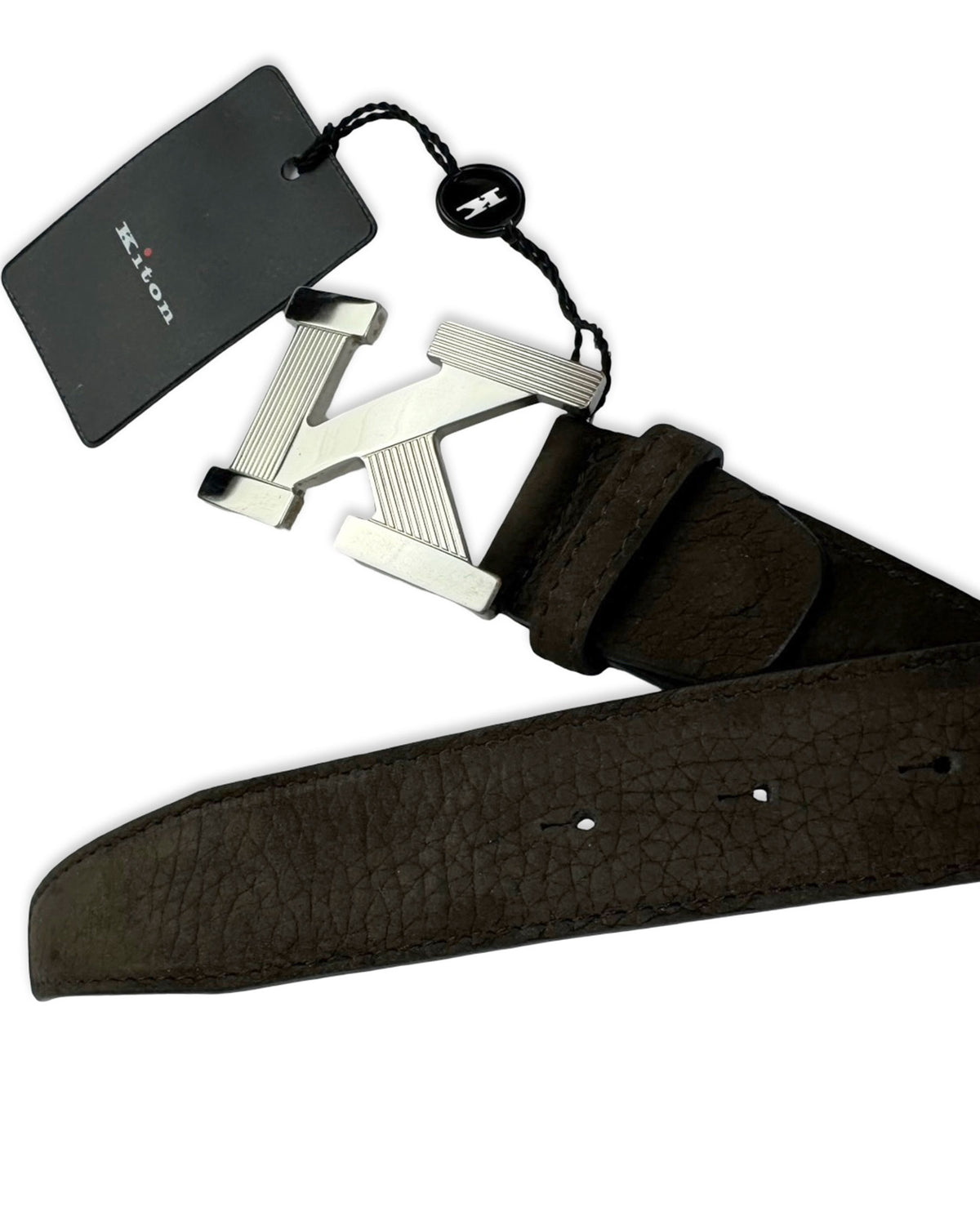 Kiton Belt Dark Brown Suede K Logo 110 / 44