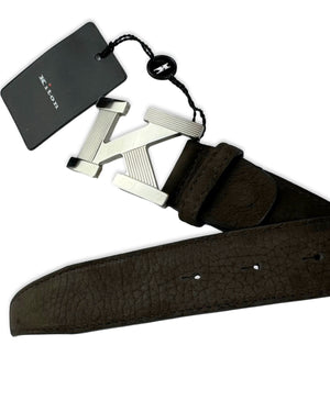Kiton Belt Dark Brown Suede K Logo 110 / 44