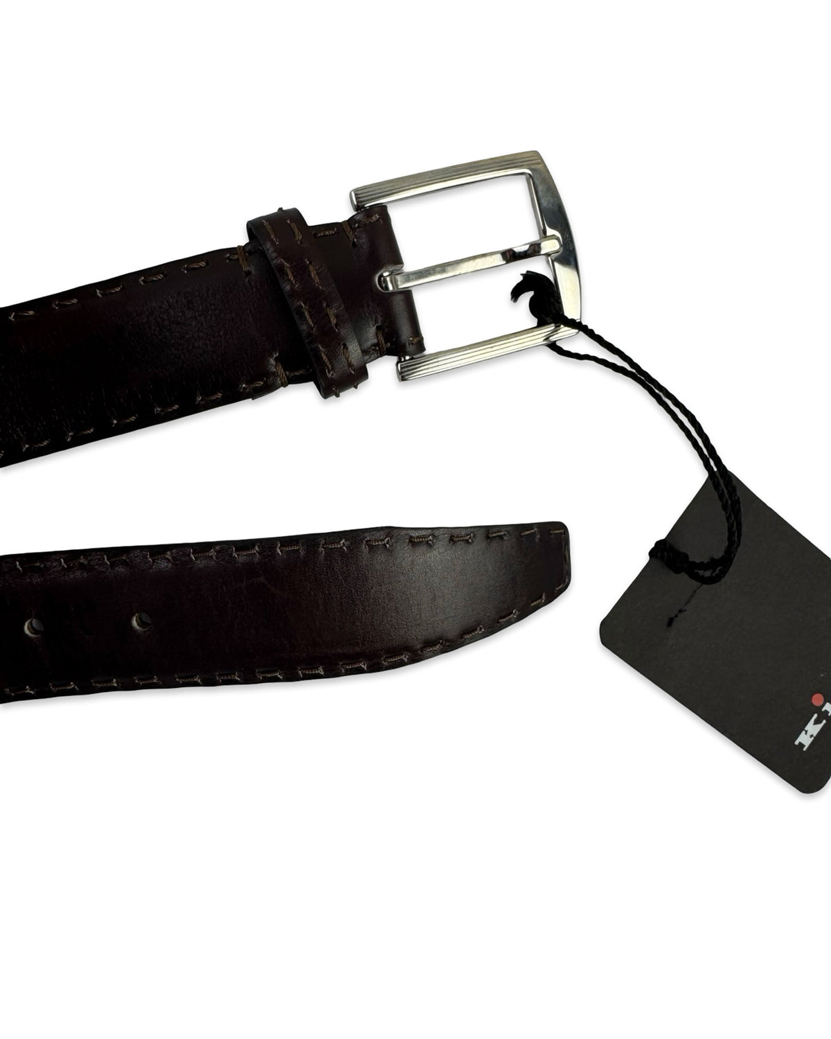 Kiton Belt Dark Brown Stitch Leather Men Belt 105 / 42