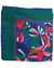 Kiton Silk Pocket Square Dark Green Pinlk Dark Blue Abstract Floral