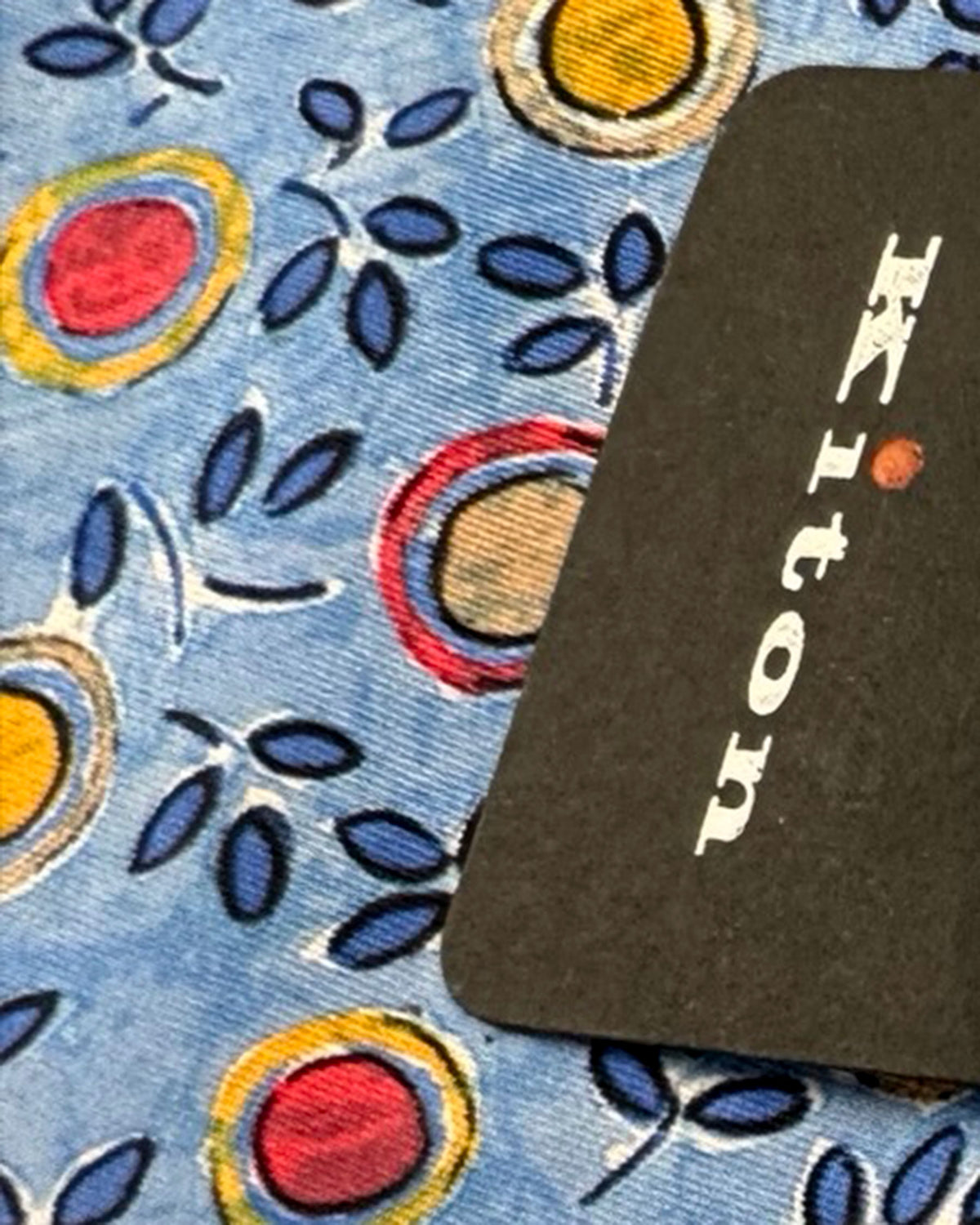 Kiton Silk Pocket Square Blue Floral