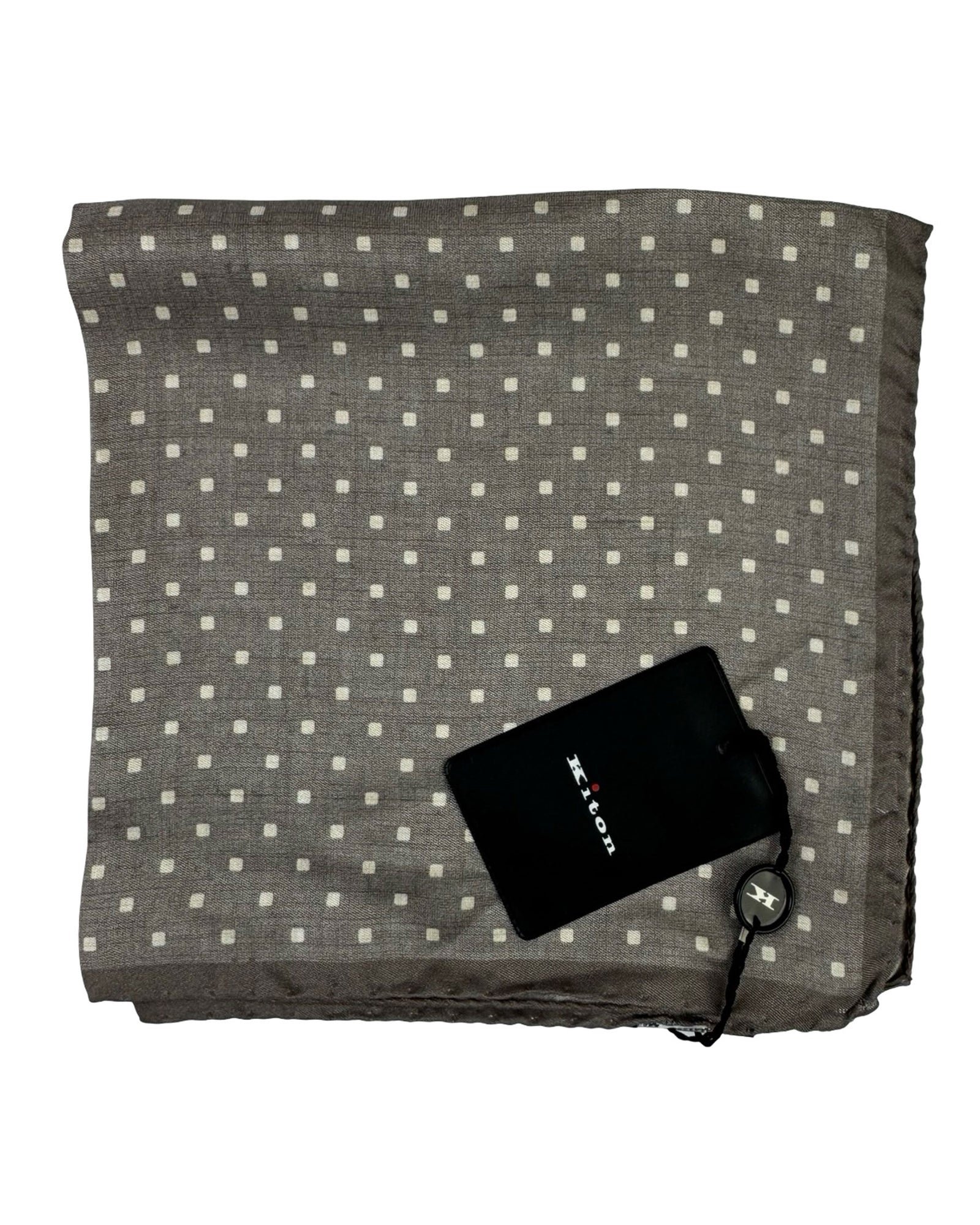 Kiton Silk Pocket Square Gray Geometric