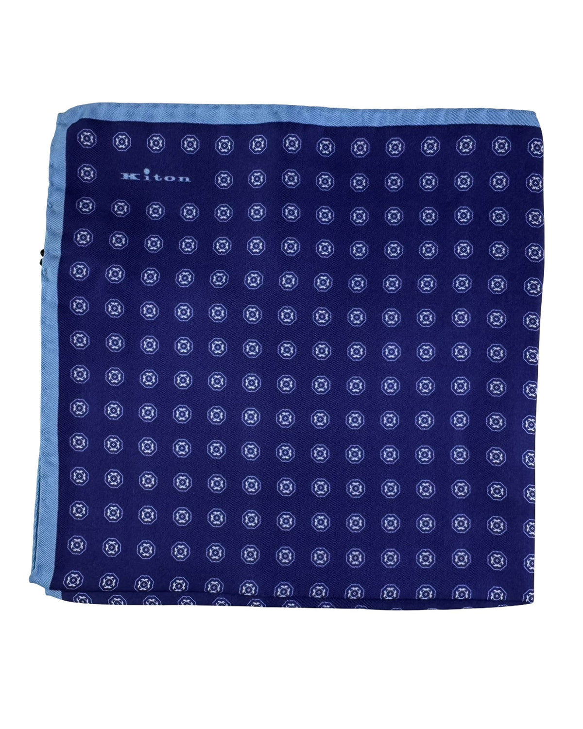 New Kiton Silk Pocket Square Dark Blue