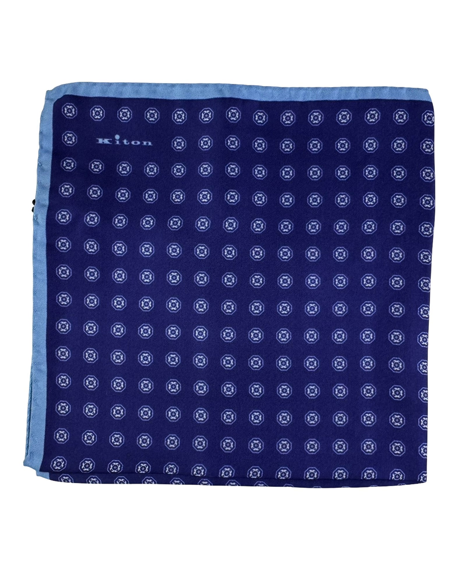 New Kiton Silk Pocket Square Dark Blue