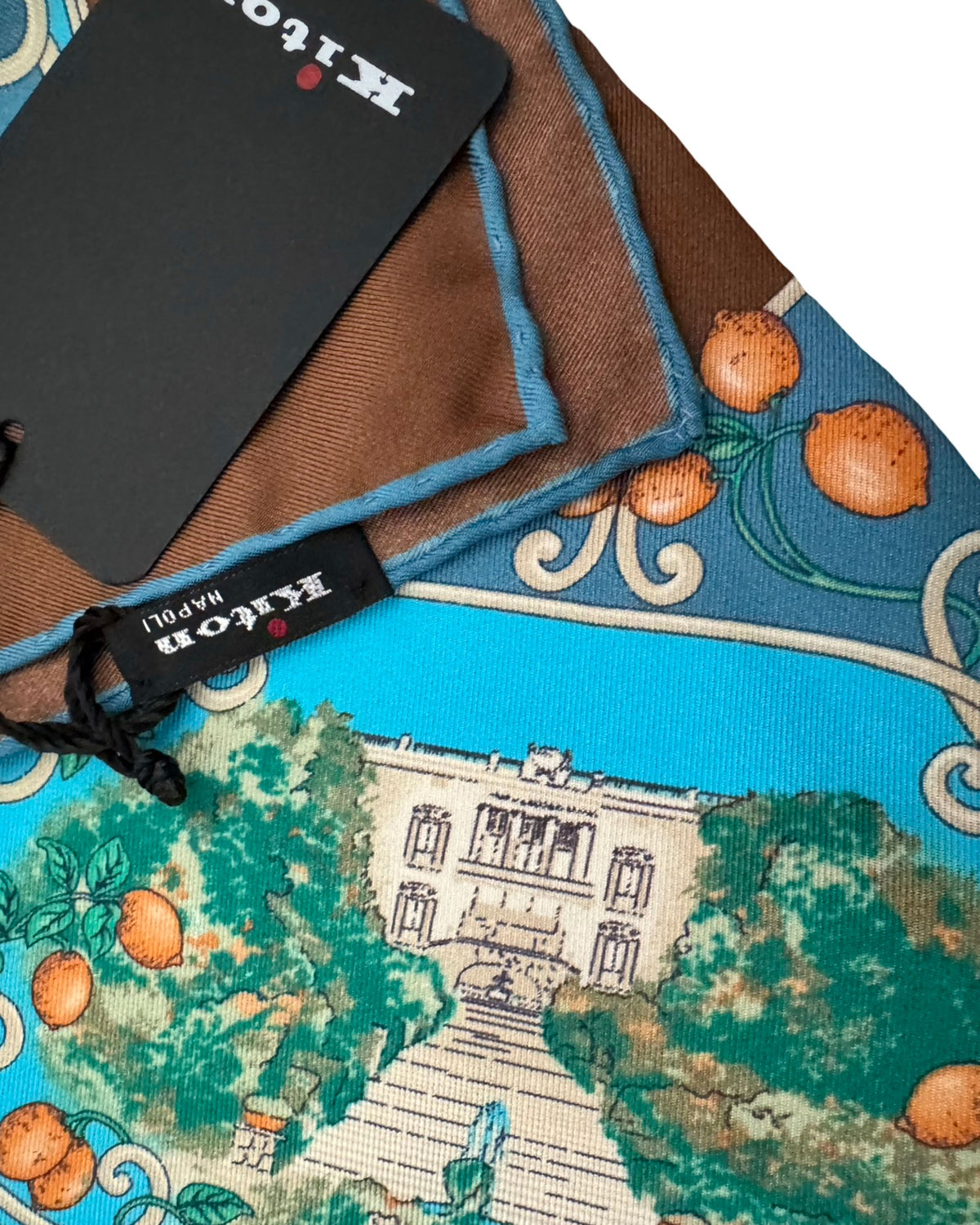 Kiton Silk Pocket Square Italian Country Side Lemons