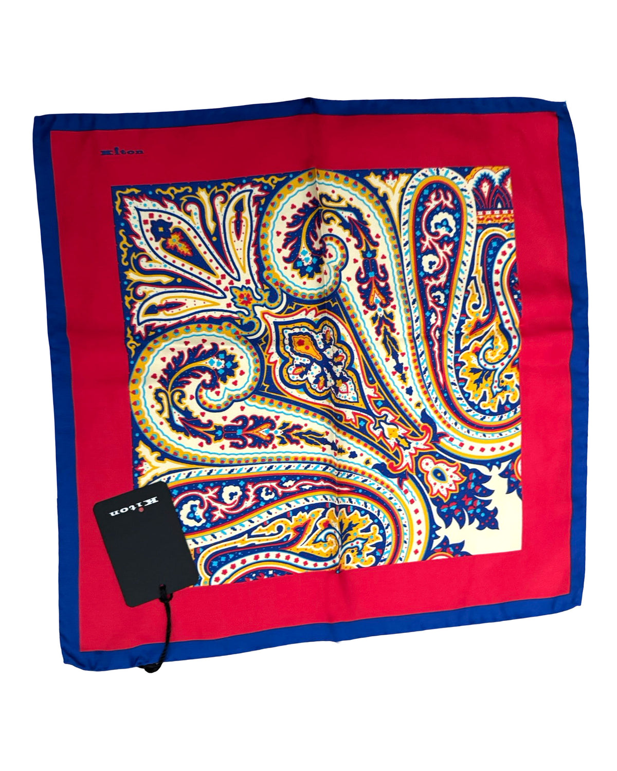 Kiton Silk Pocket Square Red 