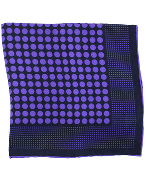 Kiton Silk Pocket Square Purple Polka Dots