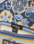 Kiton Silk Pocket Square Gray Blue Orange Floral