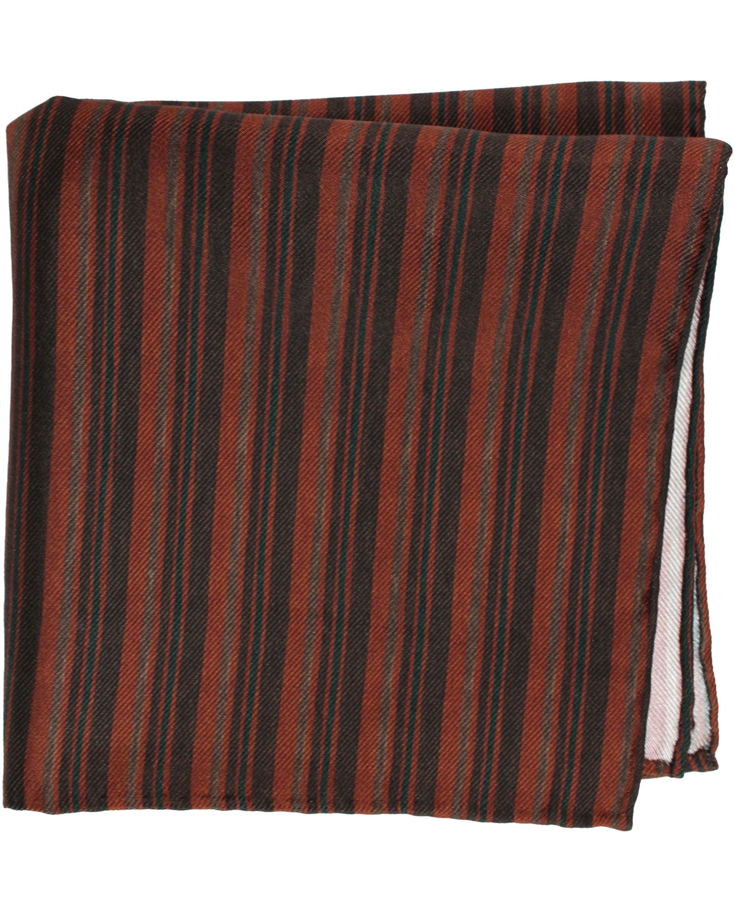 Kiton Silk Pocket Square Brown Stripes